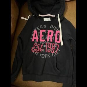 Girls aero Aeropostale hoodie black pink medium